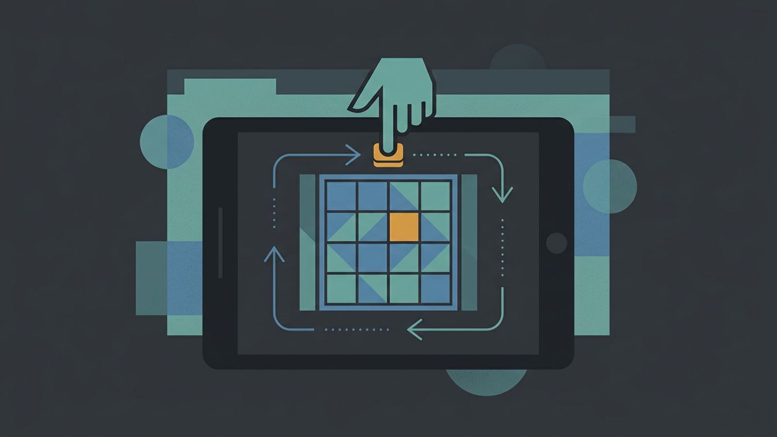 Local scores editorial illustration with browser-only storage motifs