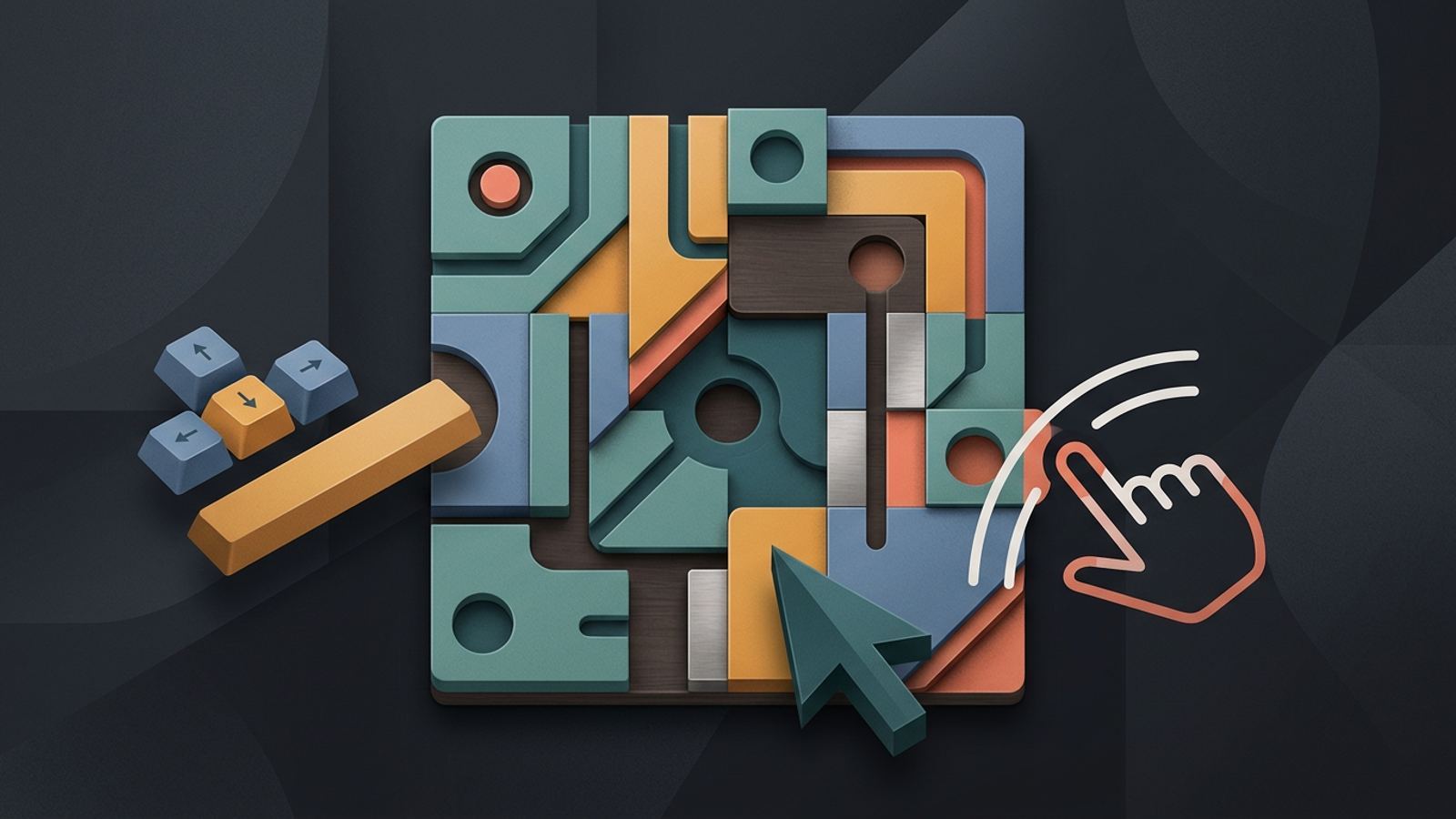 Accessible play editorial illustration with varied input methods