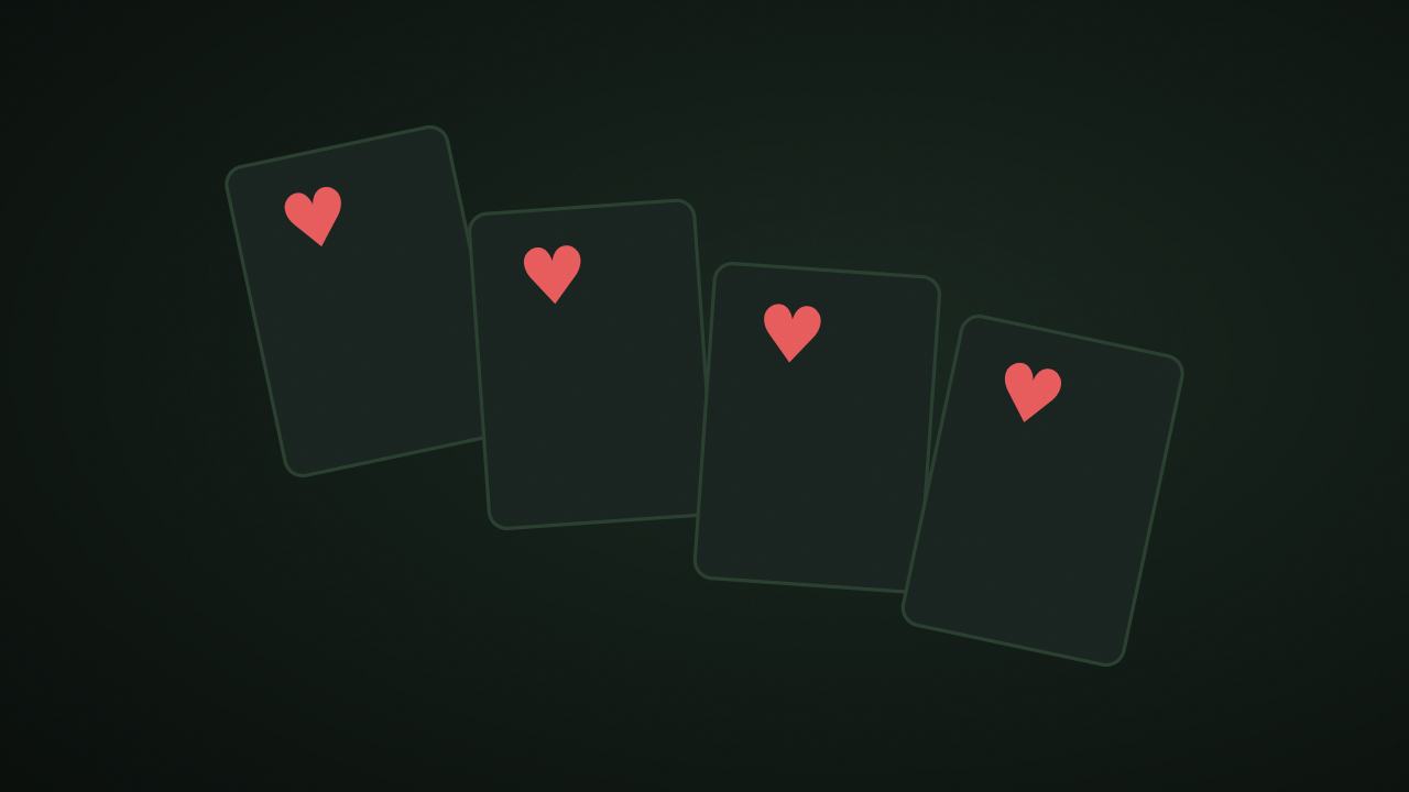 Klondike solitaire card layout on a dark green background