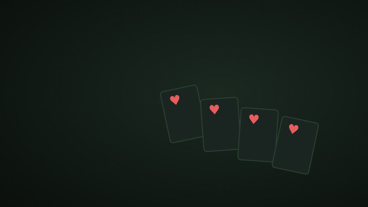 Klondike solitaire card layout on a dark green background