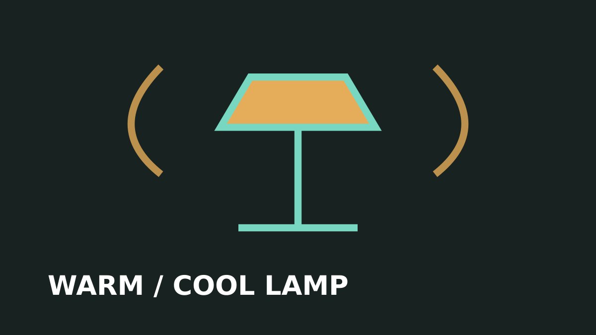 Lighting topic: lamp-light illustration showing color temperature, bias lighting, and evening comfort