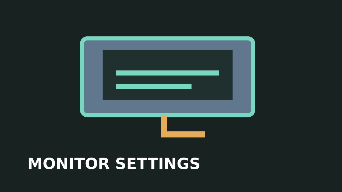 Screens and stands topic: monitor-calibration illustration showing monitor zoom, orientation, and stand stability