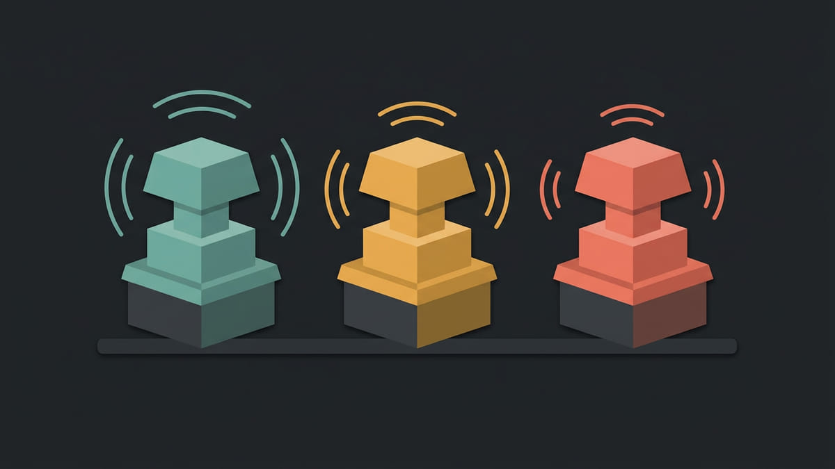 Keyboards topic: switches editorial illustration showing compact layout, key feel, and sound sources on a calm desk
